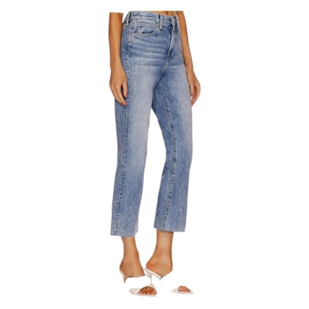Veronica Beard Carly Kick Flare High Rise Jeans Womens Size 31 Blue Raw Hem $248